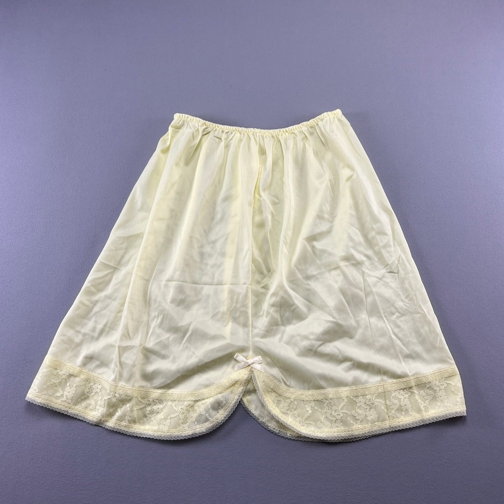 Vintage Lovable Pettipants Slip Women L Beige Nylon Lightweight Floral Lace Trim